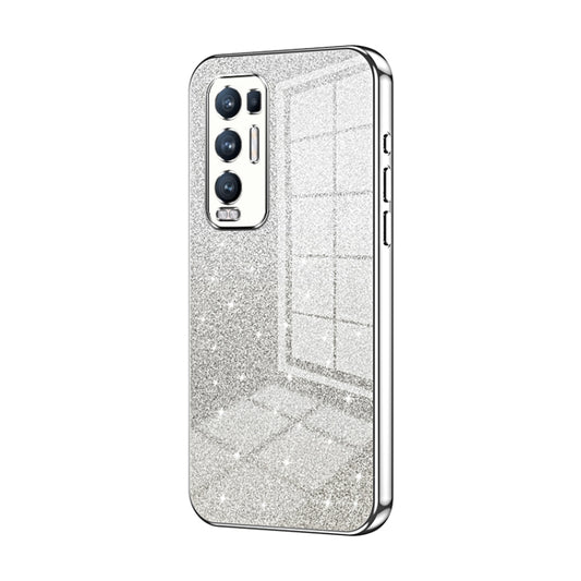 For OPPO Reno5 Pro+ Gradient Glitter Powder Electroplated Phone Case(Silver) - OPPO Cases by buy2fix | Online Shopping UK | buy2fix