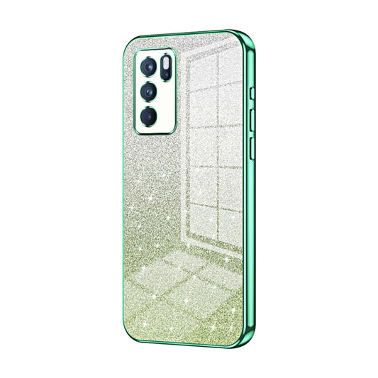 For OPPO Reno6 Pro Indian  Gradient Glitter Powder Electroplated Phone Case(Green) - OPPO Cases by buy2fix | Online Shopping UK | buy2fix