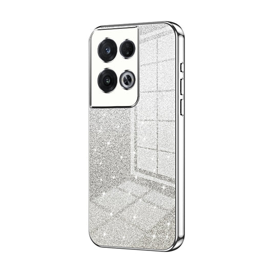 For OPPO Reno8 Pro Gradient Glitter Powder Electroplated Phone Case(Silver) - OPPO Cases by buy2fix | Online Shopping UK | buy2fix