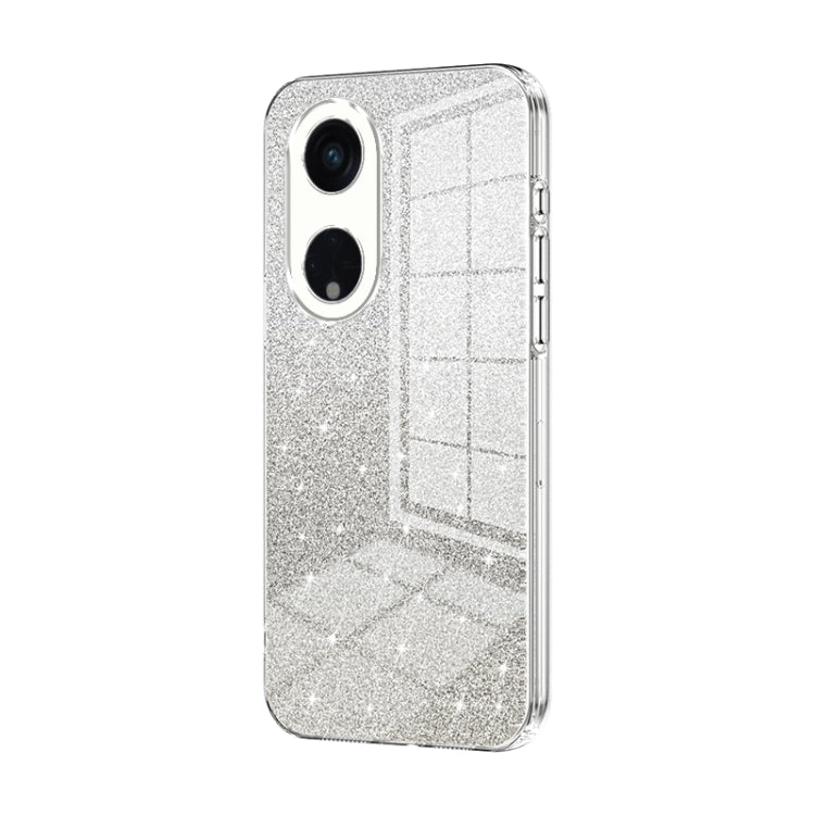 For OPPO Reno8 T 5G Gradient Glitter Powder Electroplated Phone Case(Transparent) - OPPO Cases by buy2fix | Online Shopping UK | buy2fix