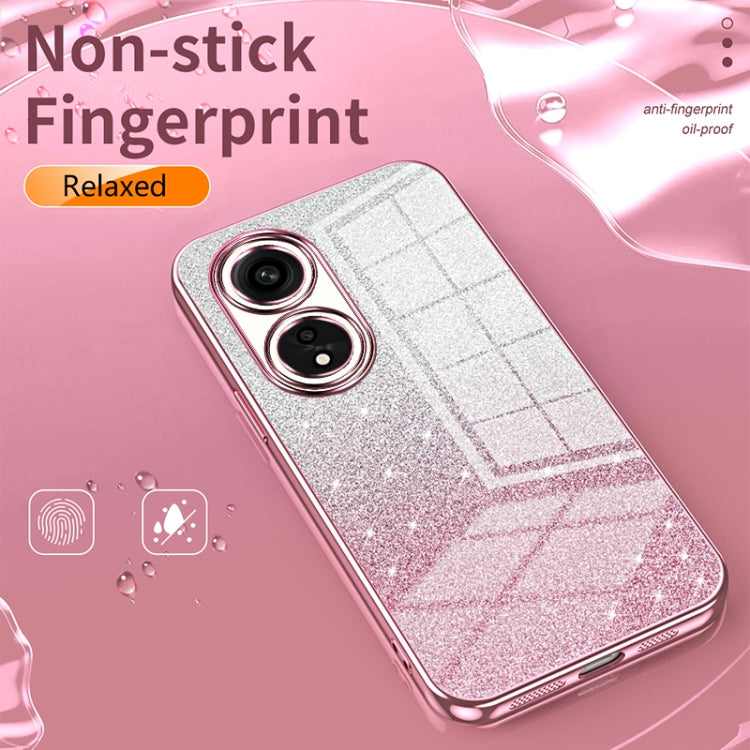 For OPPO Reno3 4G / F15 / A91 Gradient Glitter Powder Electroplated Phone Case(Pink) - OPPO Cases by buy2fix | Online Shopping UK | buy2fix