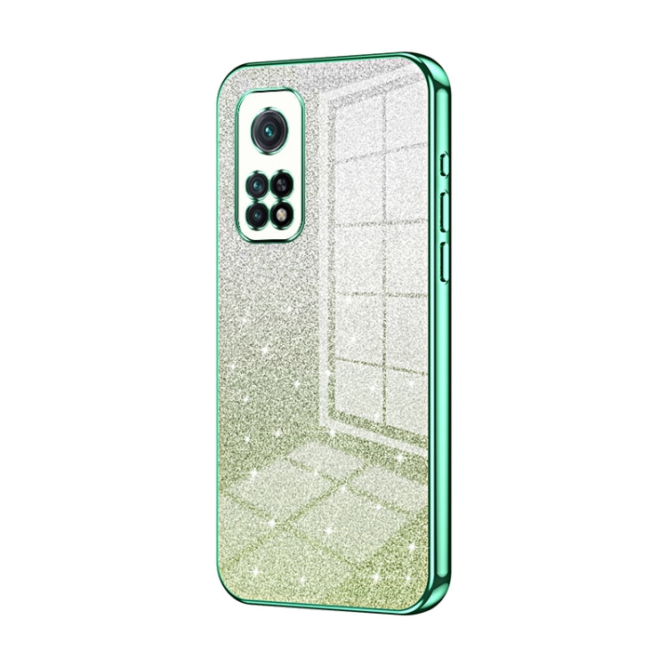 For Xiaomi Redmi K30S / Mi 10T Pro 5G Gradient Glitter Powder Electroplated Phone Case(Green) - Xiaomi Cases by buy2fix | Online Shopping UK | buy2fix