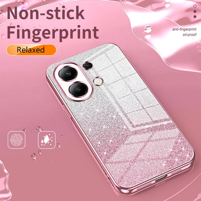 For Xiaomi Redmi Note 13 5G Gradient Glitter Powder Electroplated Phone Case(Black) - Note 13 Cases by buy2fix | Online Shopping UK | buy2fix