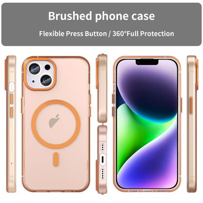 For iPhone 15 MagSafe Frosted Translucent TPU + PC Full Coverage Phone Case(Orange) - iPhone 15 Cases by buy2fix | Online Shopping UK | buy2fix