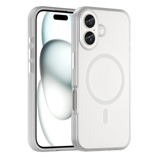 For iPhone 16 Plus MagSafe Frosted Translucent TPU + PC Full Coverage Phone Case(White) - iPhone 16 Plus Cases by buy2fix | Online Shopping UK | buy2fix