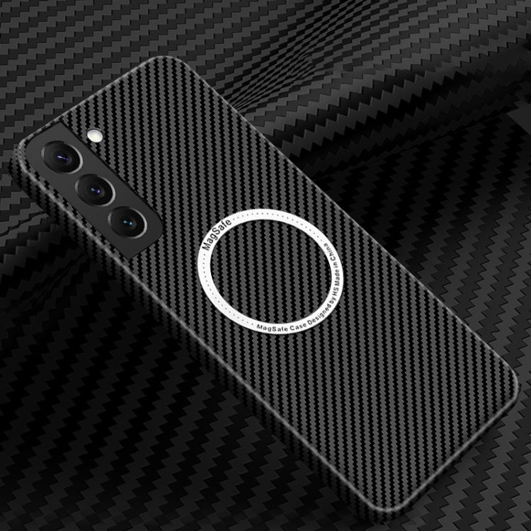 For Samsung Galaxy S25+ 5G Carbon Fiber Texture MagSafe Magnetic Phone Case(Black) - Galaxy S25+ 5G Cases by buy2fix | Online Shopping UK | buy2fix