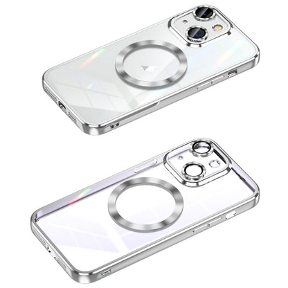 For iPhone 13 MagSafe CD Texture Metal Lens Frame Full Coverage Phone Case(Silver) - iPhone 13 Cases by buy2fix | Online Shopping UK | buy2fix