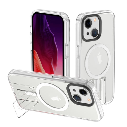 For iPhone 15 Shockproof Terminator MagSafe Phone Case with Holder(Transparent) - iPhone 15 Cases by buy2fix | Online Shopping UK | buy2fix