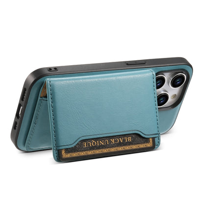 For iPhone 14 Pro Max Denior Cowhide Texture Leather MagSafe Detachable Wallet Phone Case(Blue) - iPhone 14 Pro Max Cases by Denior | Online Shopping UK | buy2fix