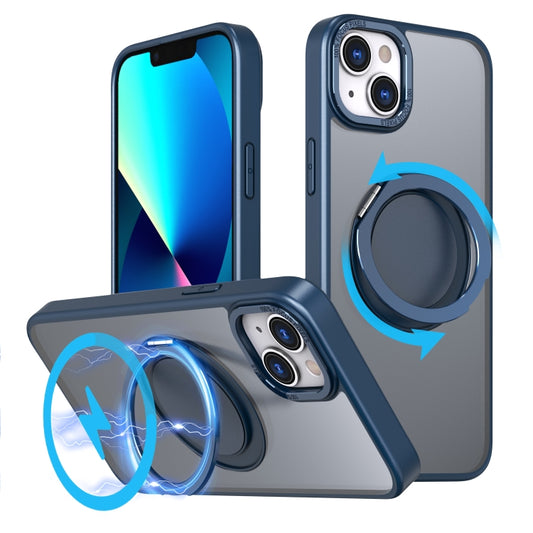 For iPhone 13 360-degree Rotating MagSafe Magnetic Holder Phone Case(Navy Blue) - iPhone 13 Cases by buy2fix | Online Shopping UK | buy2fix