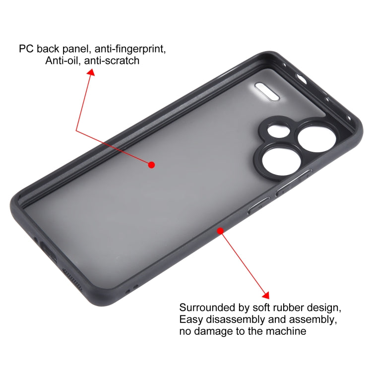 For Xiaomi Redmi Note 13 Pro+ Fine Pore Matte Black TPU + PC Phone Case - Note 13 Pro+ Cases by buy2fix | Online Shopping UK | buy2fix