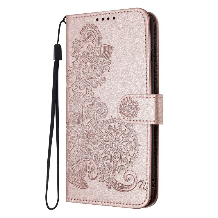 For Xiaomi Redmi K70 Datura Flower Embossed Flip Leather Phone Case(Rose Gold) - K70 Cases by buy2fix | Online Shopping UK | buy2fix