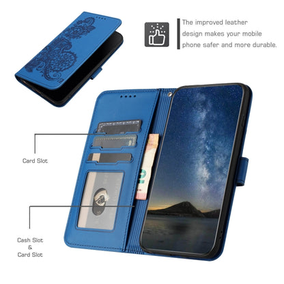 For Xiaomi Redmi Note 13 4G Datura Flower Embossed Flip Leather Phone Case(Blue) - Note 13 Cases by buy2fix | Online Shopping UK | buy2fix