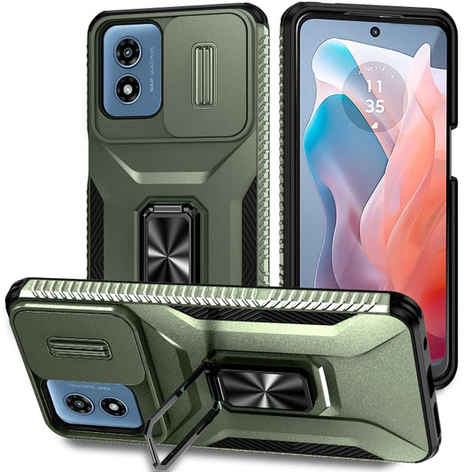 For Motorola Moto G Play 2024 Sliding Camshield Holder Phone Case(Alpine Green) - Motorola Cases by buy2fix | Online Shopping UK | buy2fix