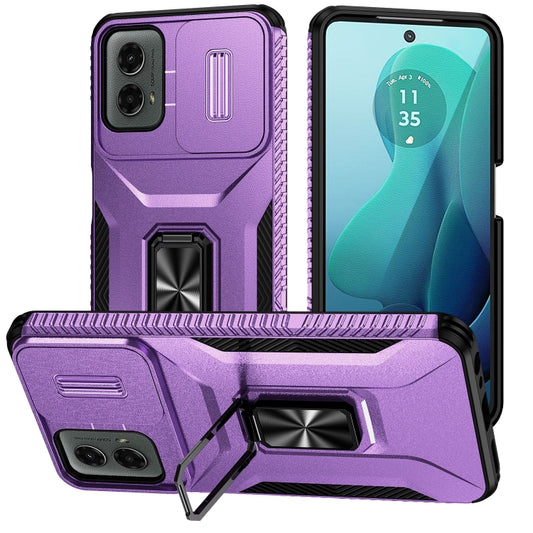 For Motorola Moto G 5G 2024 Sliding Camshield Holder Phone Case(Purple) - Motorola Cases by buy2fix | Online Shopping UK | buy2fix