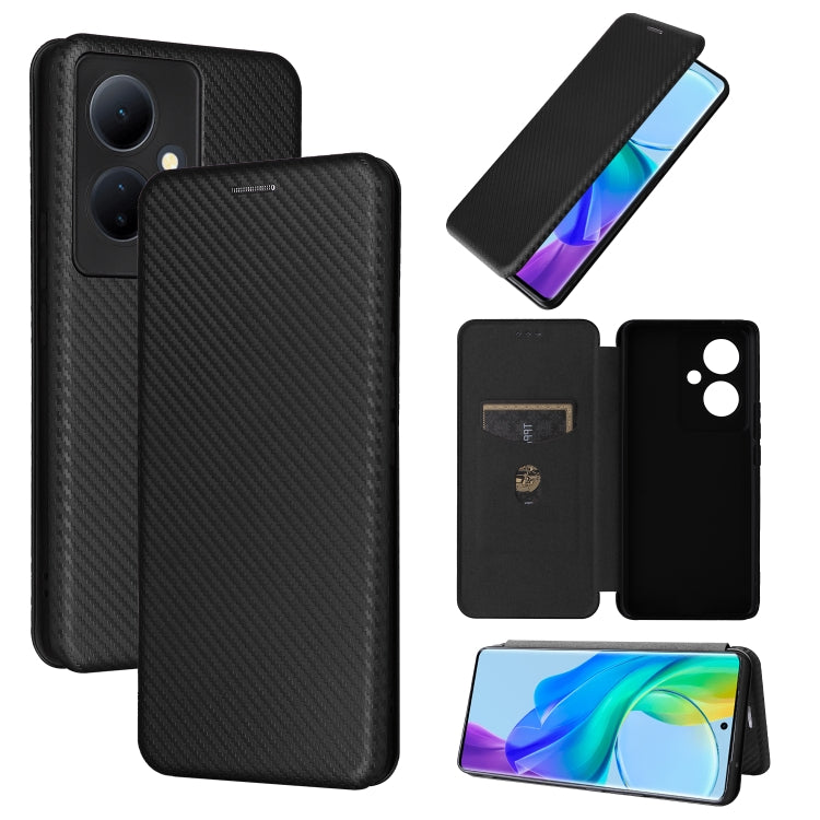 For vivo V29 Lite Carbon Fiber Texture Flip Leather Phone Case(Black) - vivo Cases by buy2fix | Online Shopping UK | buy2fix