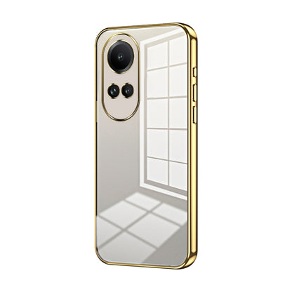 For OPPO Reno10 5G/Reno10 Pro 5G Global Transparent Plating Fine Hole Phone Case(Gold) - OPPO Cases by buy2fix | Online Shopping UK | buy2fix