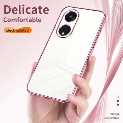 For OPPO Reno8 T 5G Transparent Plating Fine Hole Phone Case(Blue) - OPPO Cases by buy2fix | Online Shopping UK | buy2fix