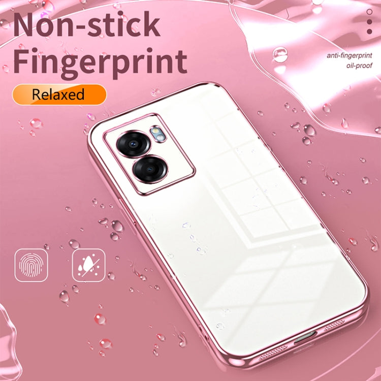 For OPPO A57 5G Transparent Plating Fine Hole Phone Case(Purple) - OPPO Cases by buy2fix | Online Shopping UK | buy2fix