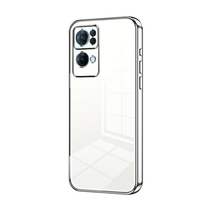 For OPPO Reno7 Pro Transparent Plating Fine Hole Phone Case(Silver) - OPPO Cases by buy2fix | Online Shopping UK | buy2fix