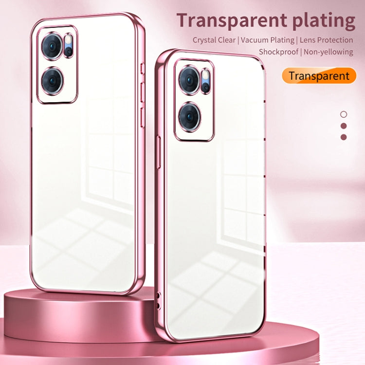 For OPPO Reno7 5G Transparent Plating Fine Hole Phone Case(Pink) - OPPO Cases by buy2fix | Online Shopping UK | buy2fix