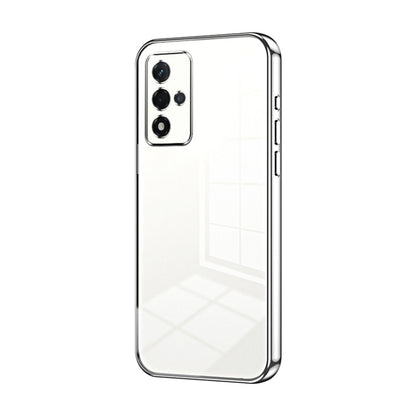 For OPPO A93s 5G Transparent Plating Fine Hole Phone Case(Silver) - OPPO Cases by buy2fix | Online Shopping UK | buy2fix