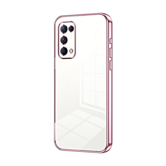 For OPPO Reno5 4G/5G / Reno5 K Transparent Plating Fine Hole Phone Case(Pink) - OPPO Cases by buy2fix | Online Shopping UK | buy2fix