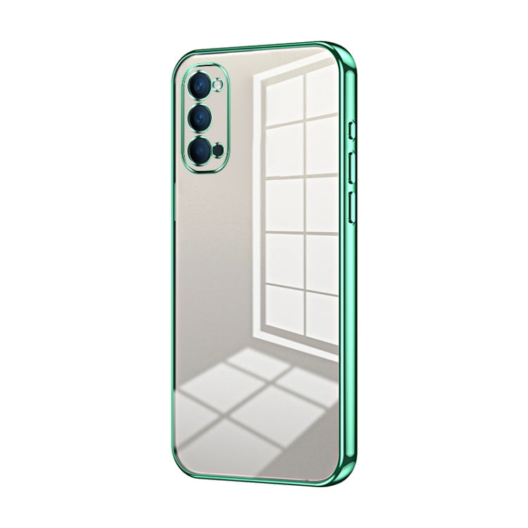 For OPPO Reno4 Transparent Plating Fine Hole Phone Case(Green) - OPPO Cases by buy2fix | Online Shopping UK | buy2fix