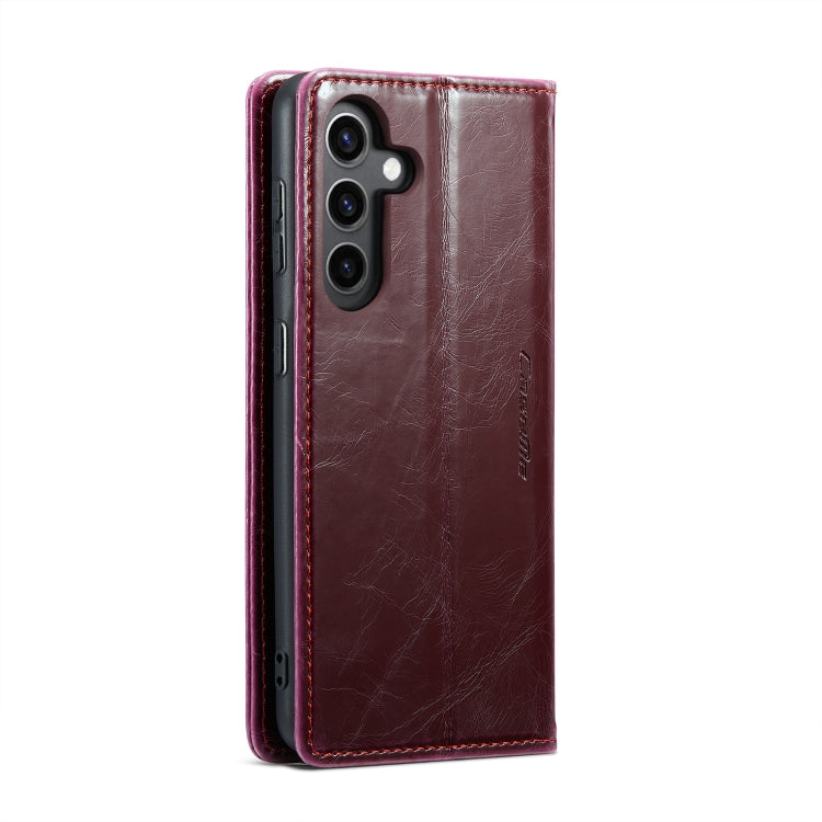 For Samsung Galaxy S24 5G CaseMe 003 Crazy Horse Texture Flip Leather Phone Case(Mulberry Red) - Galaxy S24 5G Cases by CaseMe | Online Shopping UK | buy2fix