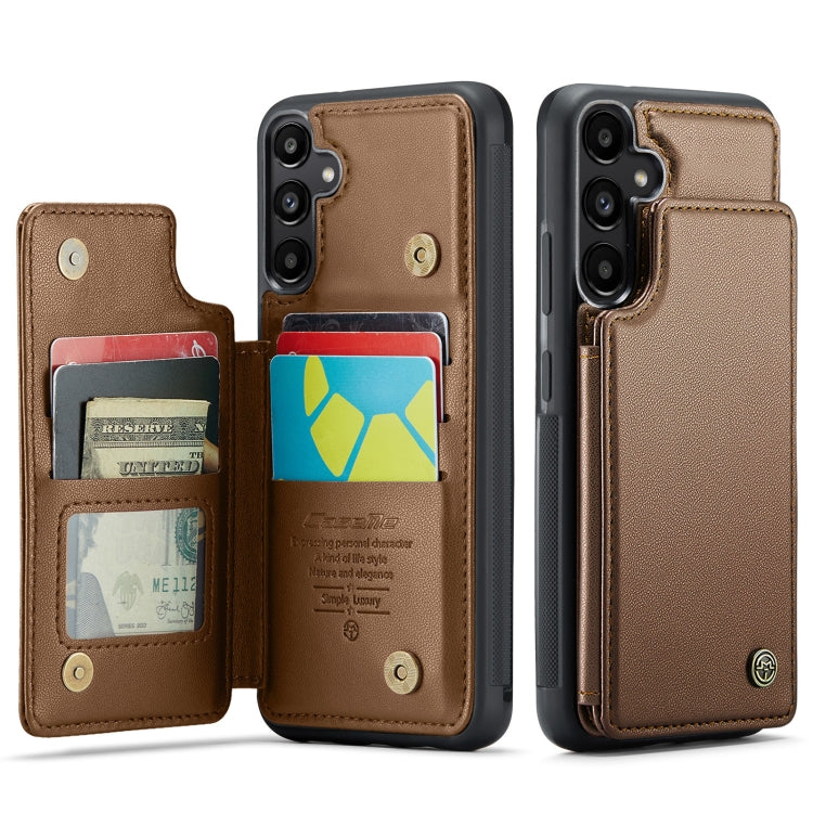 For Samsung Galaxy A55 5G CaseMe C22 PC+TPU Business Style RFID Anti-theft Leather Phone Case(Brown) - Galaxy Phone Cases by CaseMe | Online Shopping UK | buy2fix