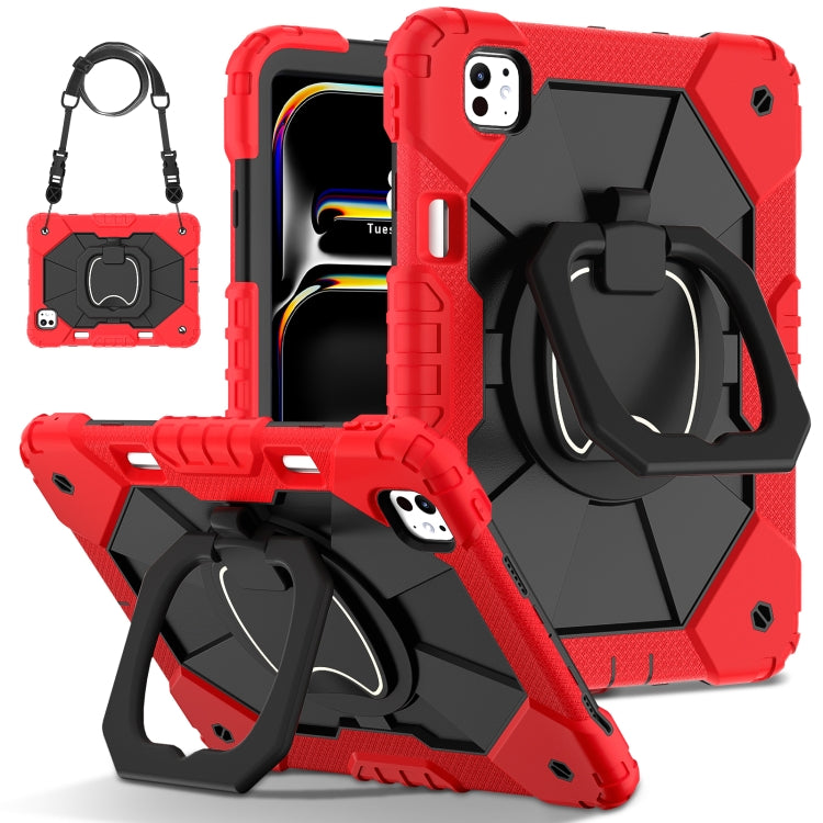 For iPad Pro 11 2024 Contrast Color Robot Silicone Hybrid PC Tablet Case(Red Black) - iPad Pro 11 2024 Cases by buy2fix | Online Shopping UK | buy2fix