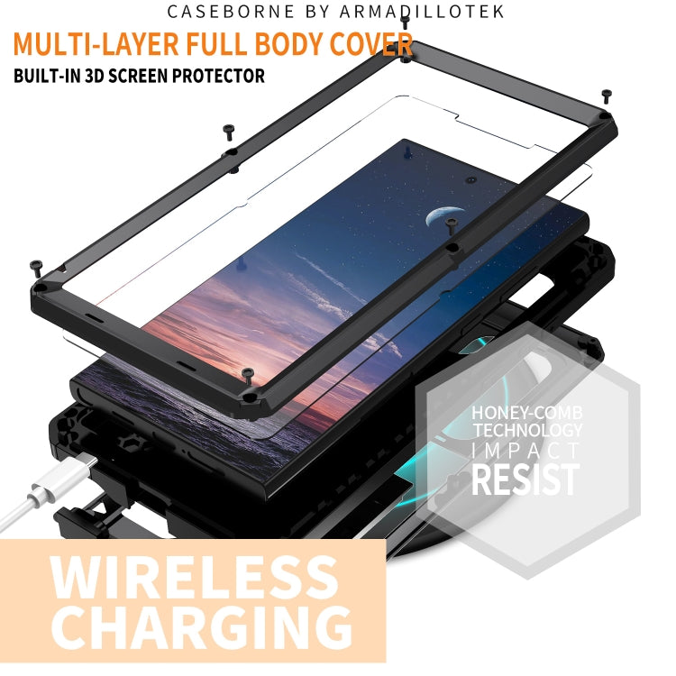For Samsung Galaxy S24 Ultra 5G R-JUST Sliding Camera Life Waterproof Holder Phone Case(Black) - Galaxy S24 Ultra 5G Cases by R-JUST | Online Shopping UK | buy2fix