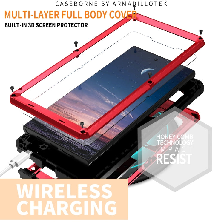 For Samsung Galaxy S24 Ultra 5G R-JUST Sliding Camera Life Waterproof Holder Phone Case(Red) - Galaxy S24 Ultra 5G Cases by R-JUST | Online Shopping UK | buy2fix