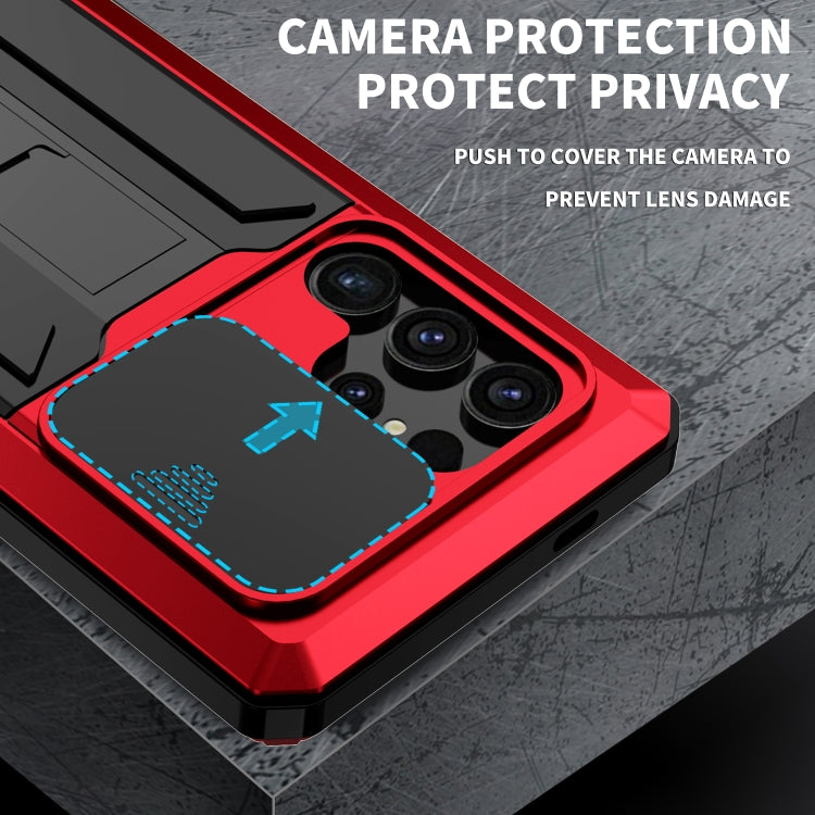 For Samsung Galaxy S24 Ultra 5G R-JUST Sliding Camera Life Waterproof Holder Phone Case(Red) - Galaxy S24 Ultra 5G Cases by R-JUST | Online Shopping UK | buy2fix