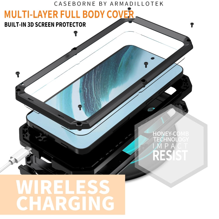 For Samsung Galaxy S24+ 5G R-JUST Sliding Camera Life Waterproof Holder Phone Case(Black) - Galaxy S24+ 5G Cases by R-JUST | Online Shopping UK | buy2fix