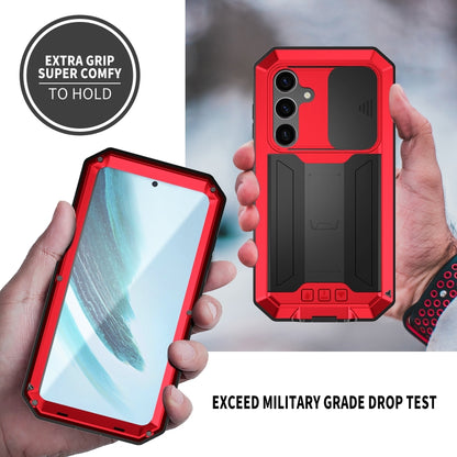 For Samsung Galaxy S24+ 5G R-JUST Sliding Camera Life Waterproof Holder Phone Case(Red) - Galaxy S24+ 5G Cases by R-JUST | Online Shopping UK | buy2fix