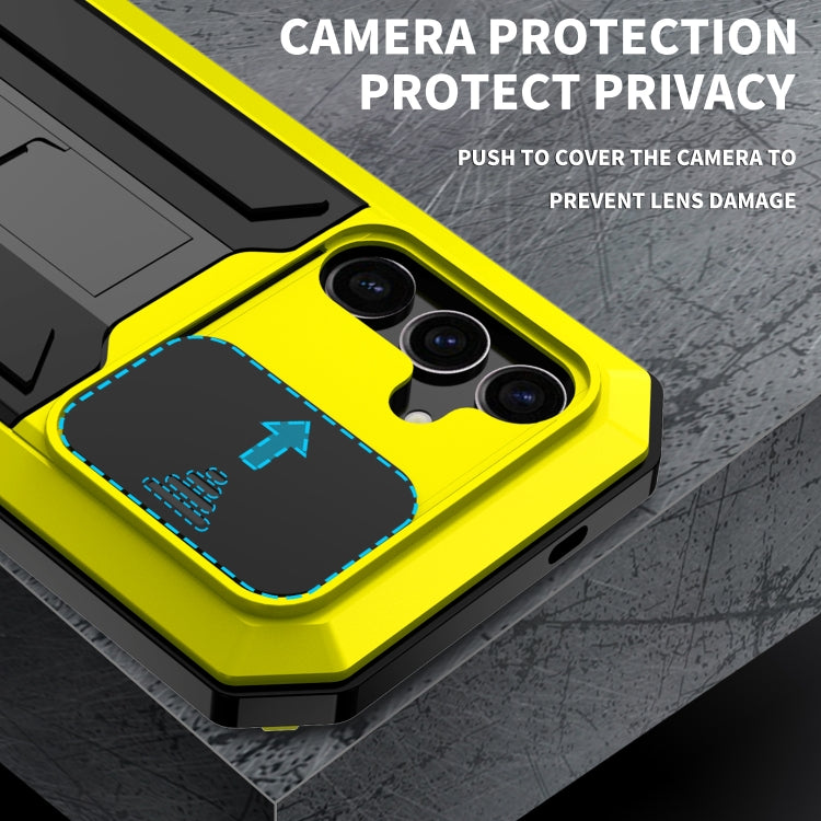 For Samsung Galaxy S24+ 5G R-JUST Sliding Camera Life Waterproof Holder Phone Case(Yellow) - Galaxy S24+ 5G Cases by R-JUST | Online Shopping UK | buy2fix