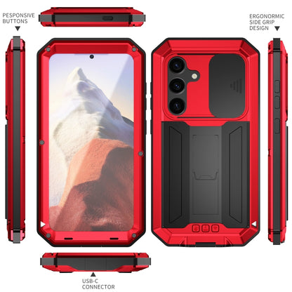 For Samsung Galaxy S24 5G R-JUST Sliding Camera Life Waterproof Holder Phone Case(Red) - Galaxy S24 5G Cases by R-JUST | Online Shopping UK | buy2fix