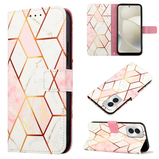 For Motorola Moto G Power 5G 2024 PT003 Marble Pattern Flip Leather Phone Case(Pink White) - Motorola Cases by buy2fix | Online Shopping UK | buy2fix