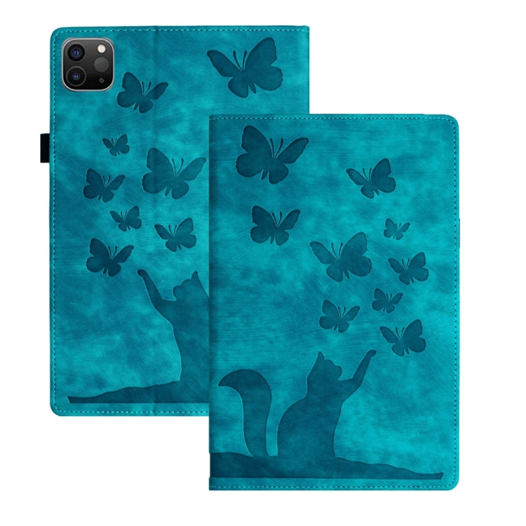 For iPad Pro 12.9 2022 / Air 13 2024 Butterfly Cat Embossing Leather Tablet Case(Sky Blue) - iPad Pro 12.9 (2022/2021) Cases by buy2fix | Online Shopping UK | buy2fix