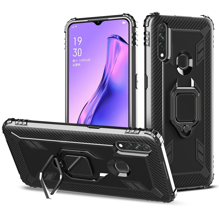 For OPPO A8 & A31 Carbon Fiber Protective Case with 360 Degree Rotating Ring Holder(Black) - OPPO Cases by buy2fix | Online Shopping UK | buy2fix