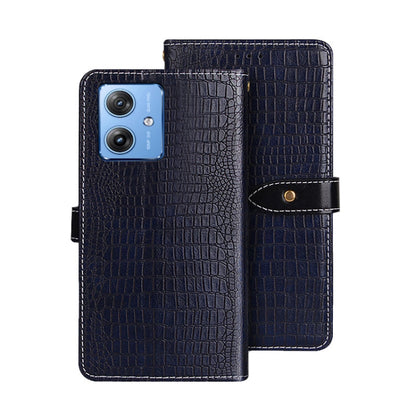 For Motorola Moto G54 5G idewei Crocodile Texture Leather Phone Case(Dark Blue) - Motorola Cases by idewei | Online Shopping UK | buy2fix