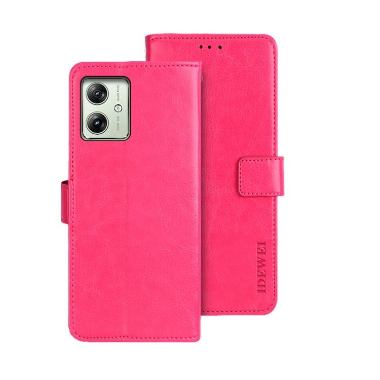 For Motorola Moto G54 5G EU idewei Crazy Horse Texture Leather Phone Case(Rose Red) - Motorola Cases by idewei | Online Shopping UK | buy2fix