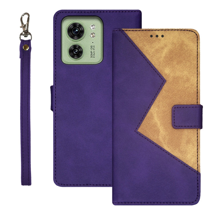 For Motorola Edge 40 5G idewei Two-color Splicing Leather Phone Case(Purple) - Motorola Cases by idewei | Online Shopping UK | buy2fix