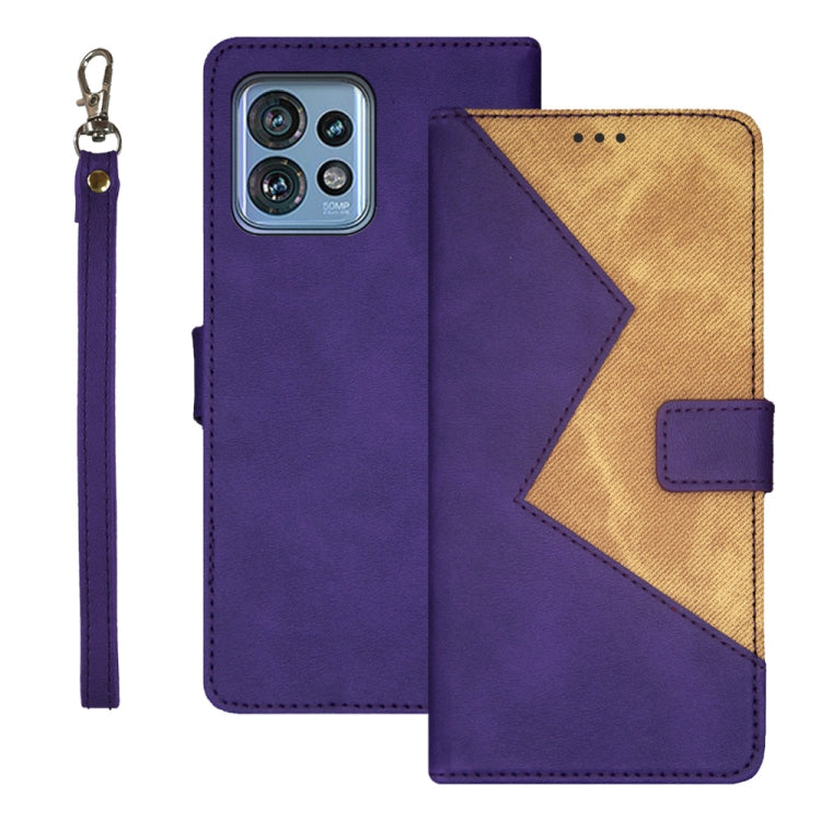 For Motorola Edge 40 Pro 5G idewei Two-color Splicing Leather Phone Case(Purple) - Motorola Cases by idewei | Online Shopping UK | buy2fix