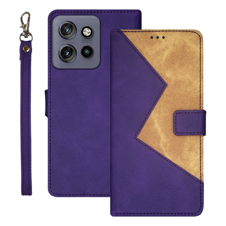 For Motorola Edge 50 Neo idewei Two-color Splicing Leather Phone Case(Purple) - Motorola Cases by idewei | Online Shopping UK | buy2fix