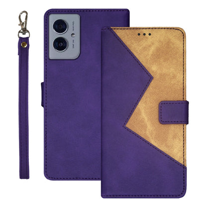 For Motorola Moto G55 5G idewei Two-color Splicing Leather Phone Case(Purple) - Motorola Cases by idewei | Online Shopping UK | buy2fix