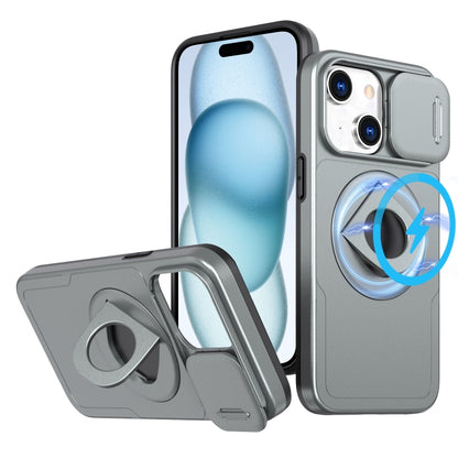 For iPhone 15 Plus Camshield MagSafe Ring Holder Armor Phone Case(Titanium Grey) - iPhone 15 Plus Cases by buy2fix | Online Shopping UK | buy2fix