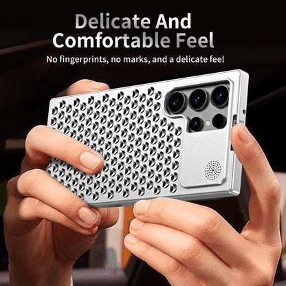 For Samsung Galaxy S22 Ultra 5G R-JUST RJ58 Aromatherapy Metal Cooling Phone Case(Silver) - Galaxy S22 Ultra 5G Cases by R-JUST | Online Shopping UK | buy2fix