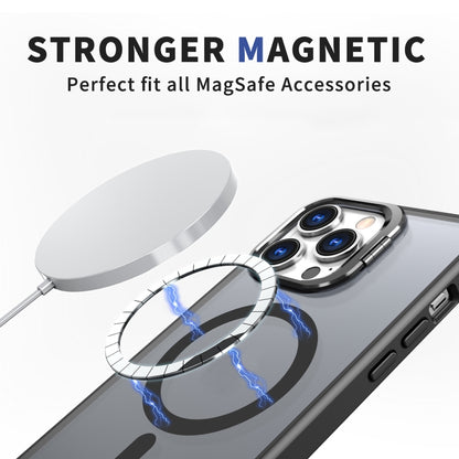 For iPhone 14 Pro Metal Invisible Camera Holder MagSafe Magnetic Phone Case(Black) - iPhone 14 Pro Cases by buy2fix | Online Shopping UK | buy2fix